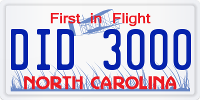 NC license plate DID3000