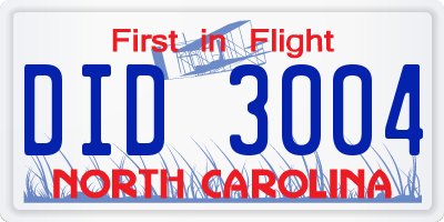 NC license plate DID3004