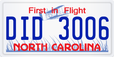 NC license plate DID3006