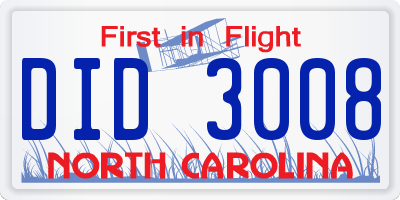 NC license plate DID3008
