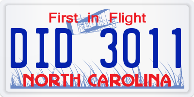 NC license plate DID3011