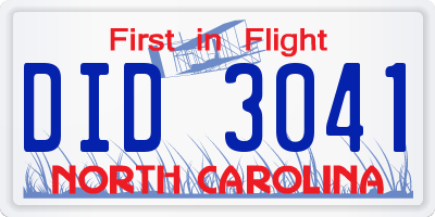 NC license plate DID3041