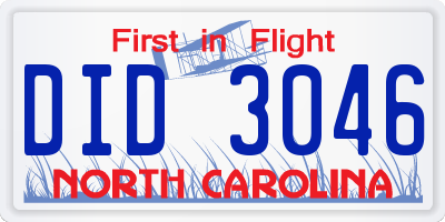 NC license plate DID3046