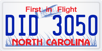 NC license plate DID3050