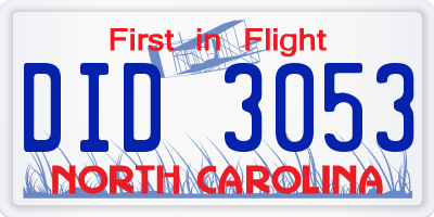 NC license plate DID3053