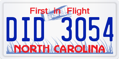 NC license plate DID3054