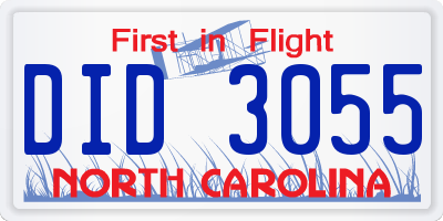 NC license plate DID3055