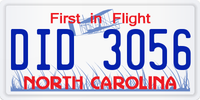 NC license plate DID3056