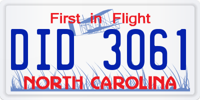 NC license plate DID3061