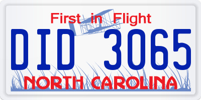 NC license plate DID3065