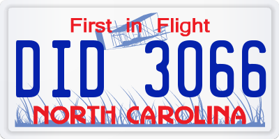 NC license plate DID3066