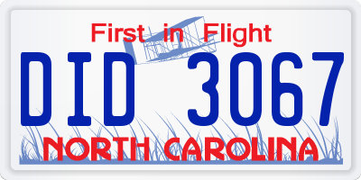 NC license plate DID3067