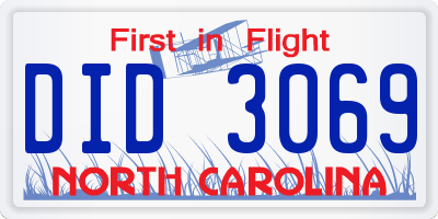NC license plate DID3069