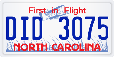 NC license plate DID3075