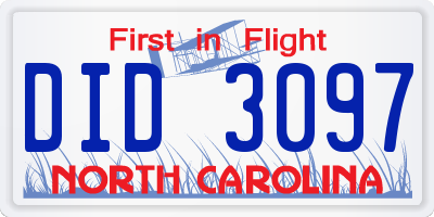 NC license plate DID3097