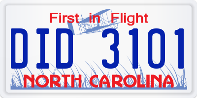 NC license plate DID3101