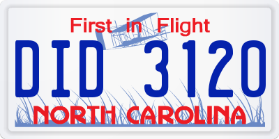 NC license plate DID3120