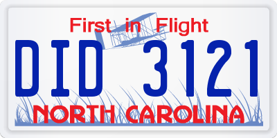 NC license plate DID3121