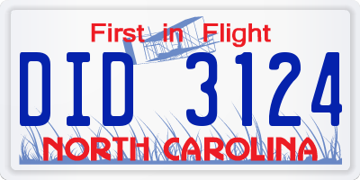 NC license plate DID3124