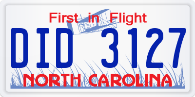 NC license plate DID3127