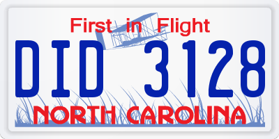 NC license plate DID3128