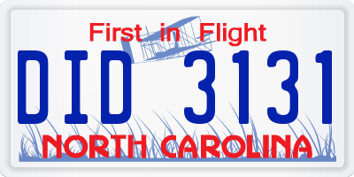 NC license plate DID3131