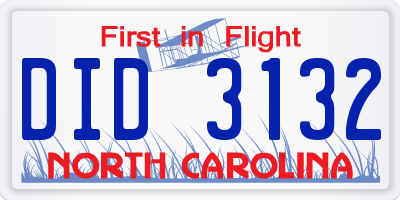 NC license plate DID3132