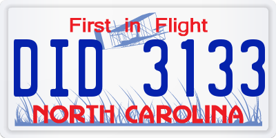 NC license plate DID3133