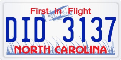 NC license plate DID3137
