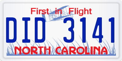 NC license plate DID3141