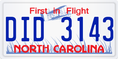 NC license plate DID3143