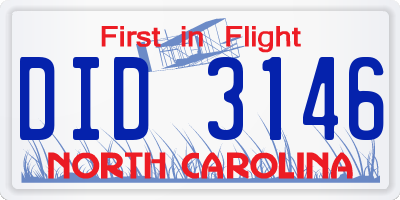 NC license plate DID3146