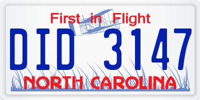 NC license plate DID3147