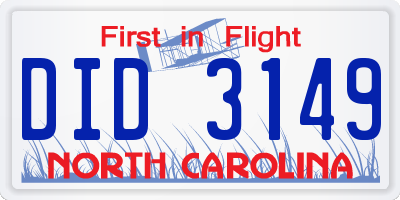 NC license plate DID3149