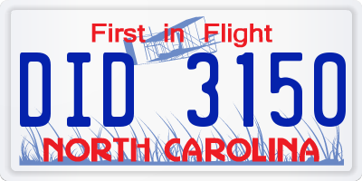 NC license plate DID3150