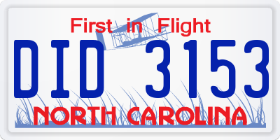 NC license plate DID3153