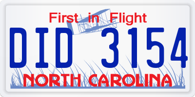 NC license plate DID3154