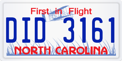 NC license plate DID3161