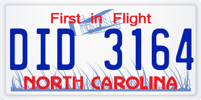 NC license plate DID3164