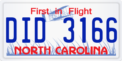 NC license plate DID3166