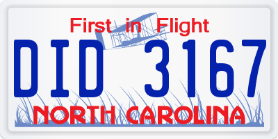 NC license plate DID3167