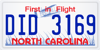 NC license plate DID3169