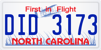 NC license plate DID3173