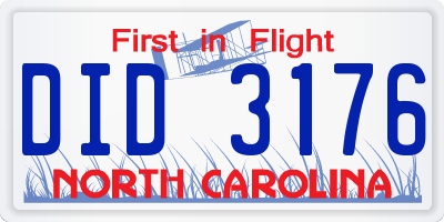 NC license plate DID3176