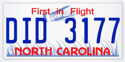 NC license plate DID3177