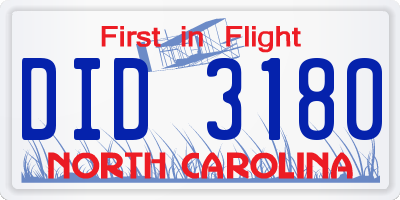 NC license plate DID3180