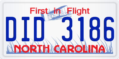NC license plate DID3186