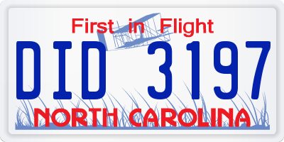 NC license plate DID3197
