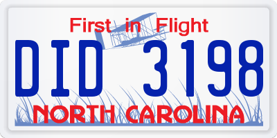 NC license plate DID3198