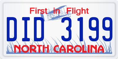NC license plate DID3199